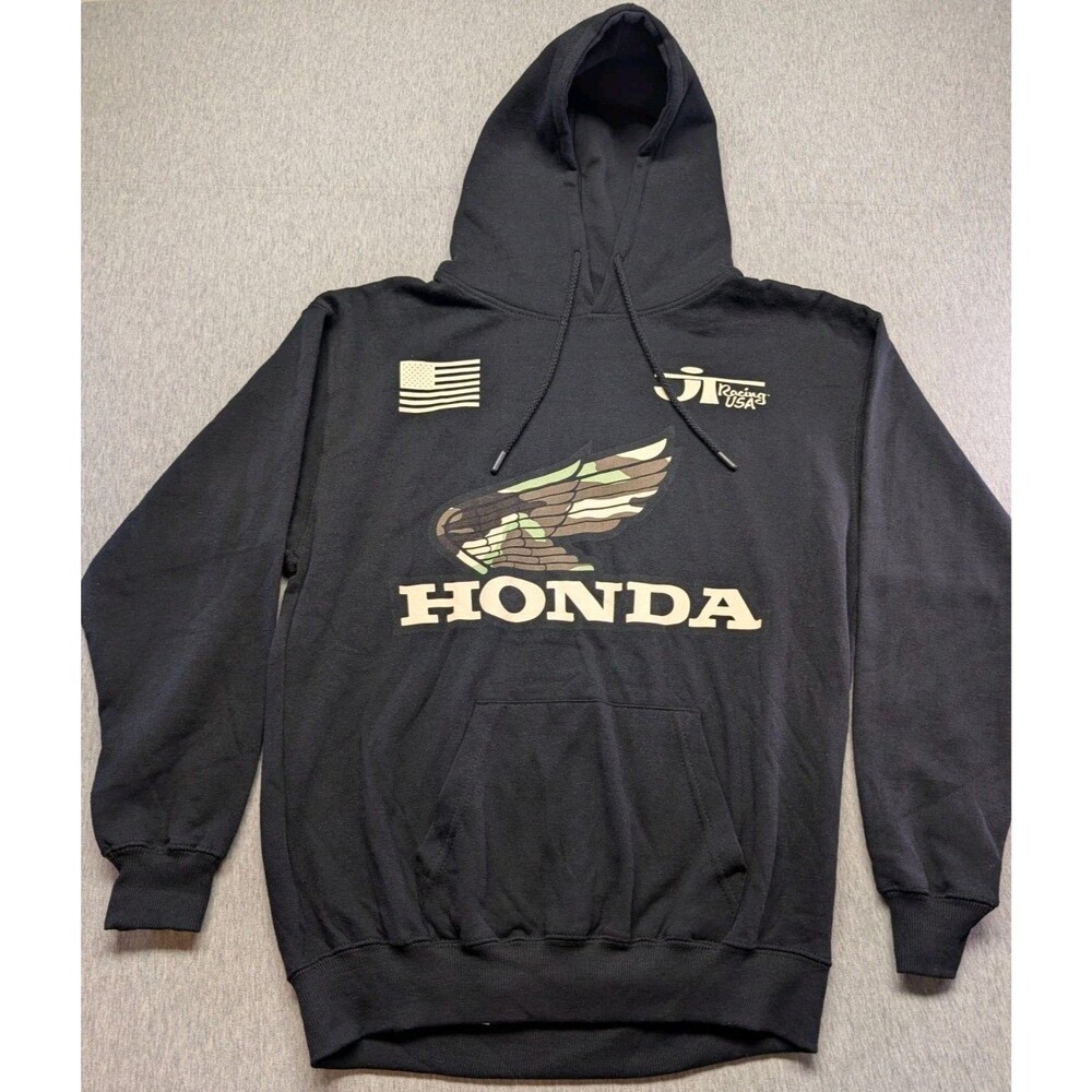NWOT New OFFICIAL HONDA JT Racing USA Flag CAMO Hoodie Men's Medium